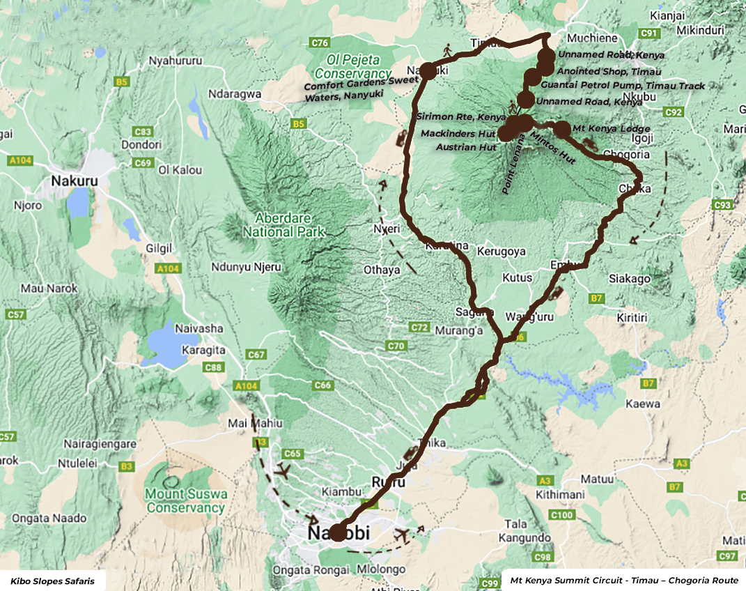 Mt Kenya Summit Circuit - Timau – Chogoria Route - Kibo Slopes Safaris